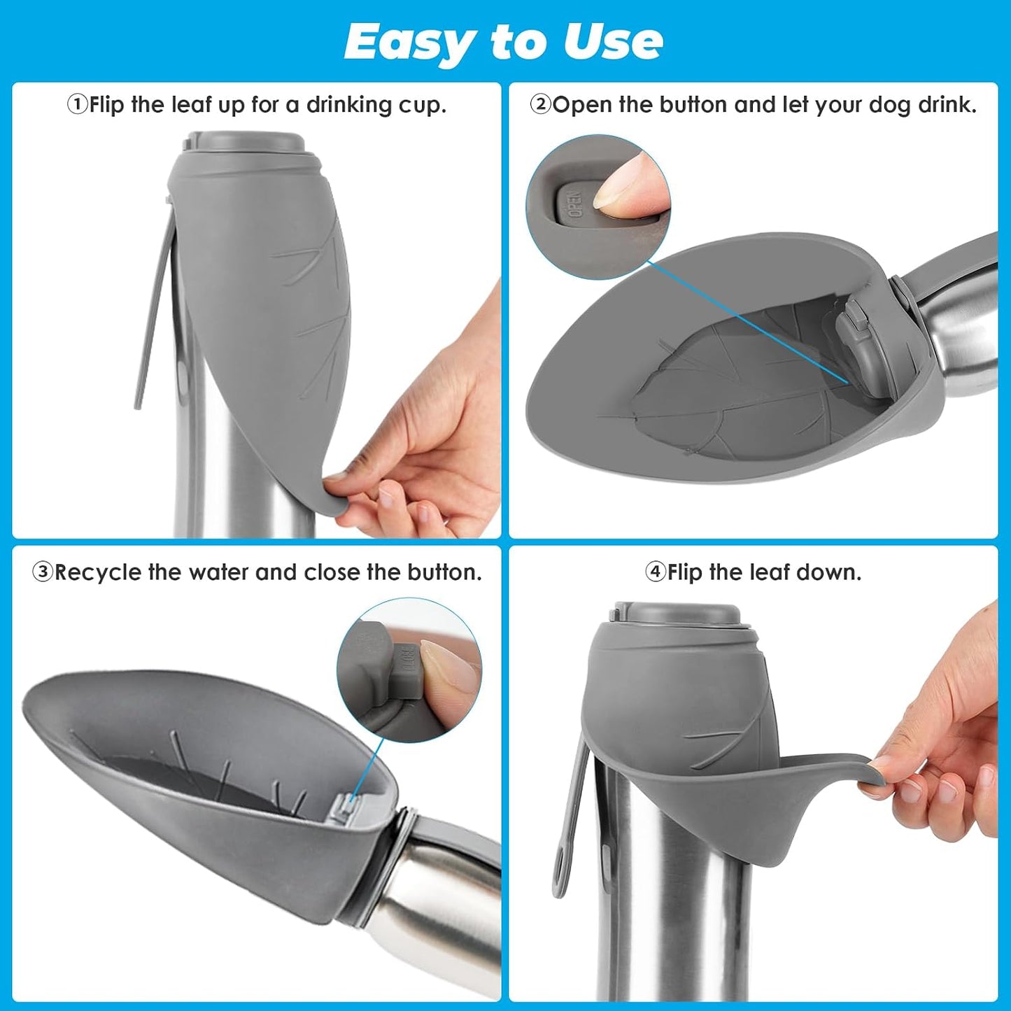 BPA free travel dog bowl and water dispenser being used outdoors