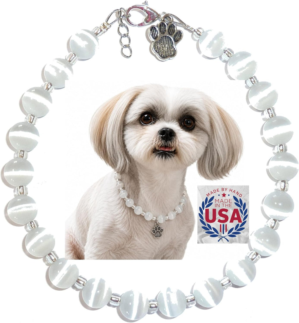 Hidden Hollow Beads Handmade USA Adjustable Beaded Pet Collar, Bling Jewelry Necklace, Paw Print Charm, Small Medium Dogs Cats Puppies Kittens - Image 11