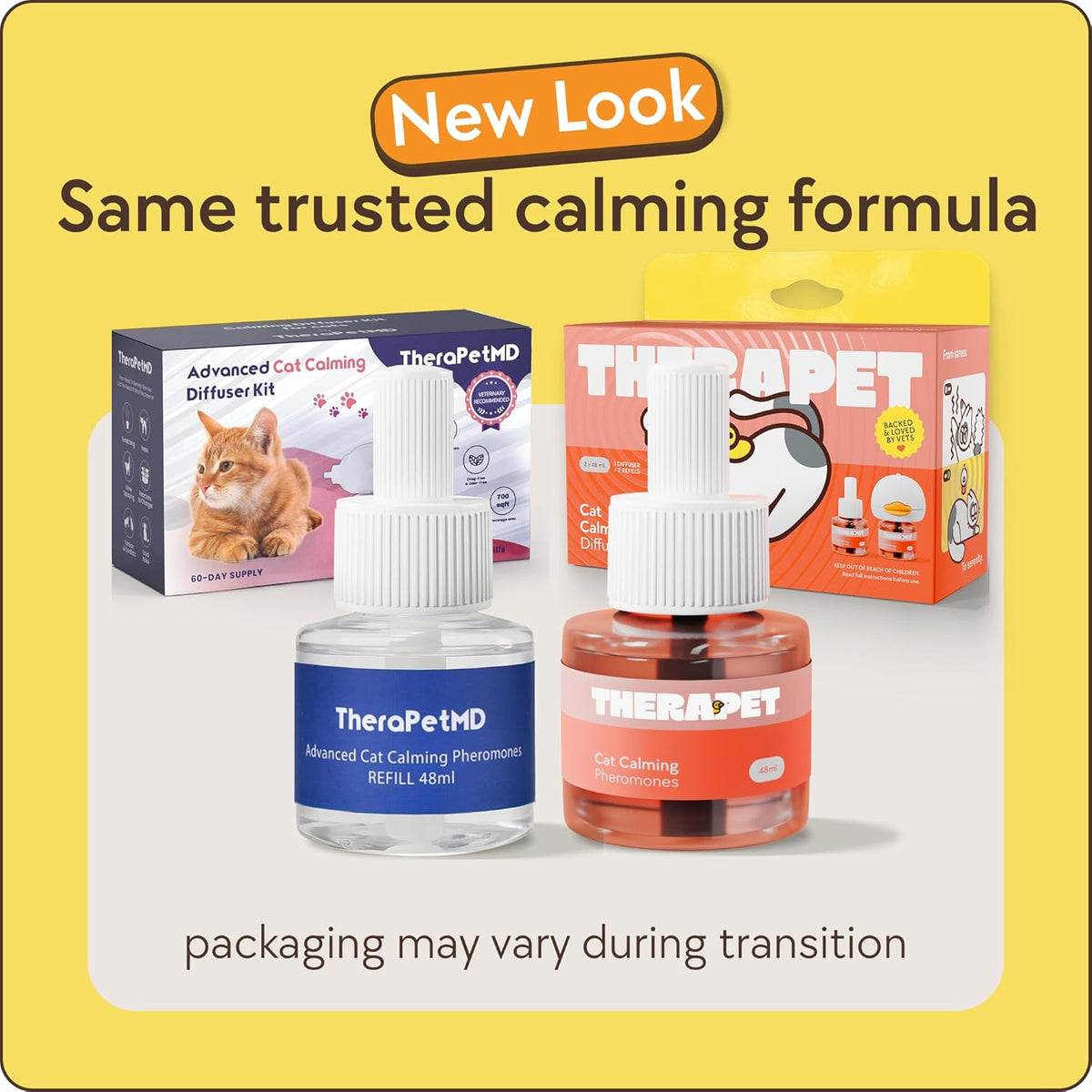 TheraPetMD cat pheromone diffuser plug-in unit with two refill vials.