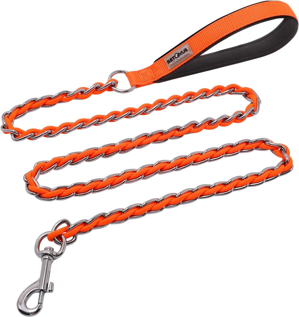 Chain Dog Leash Chew Proof Metal Leash for Medium Large Dogs, Chain Link Dog Anti Chew 5.2FT / 4FT Strong Anti Bite Comfortable Soft Padded Handle (Black, 4FT(30-80lb) - Image 15