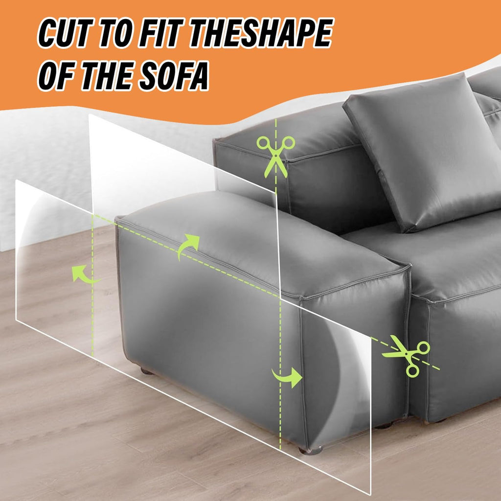 Comparison showing fabric surface with and without protective vinyl