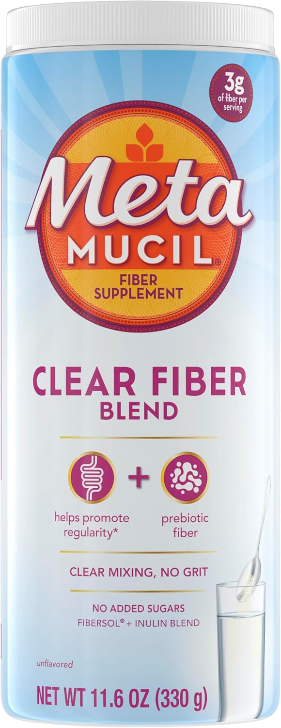 Metamucil Fiber Supplement, Unflavored Clear Mixing Powder, No Grit, No Sugar Added, Plant Based Prebiotic Fiber Supplement Blend for Daily Digestive Health, 75 teaspoons - Image 10