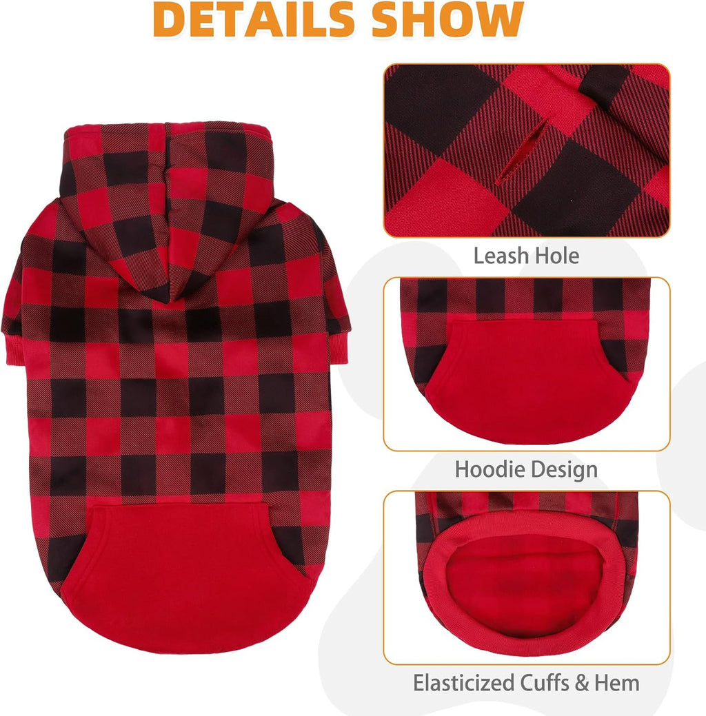 Imported premium fleece puppy winter clothes in classic red check pattern