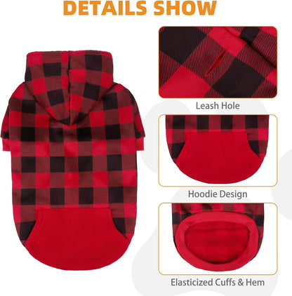 Imported premium fleece puppy winter clothes in classic red check pattern