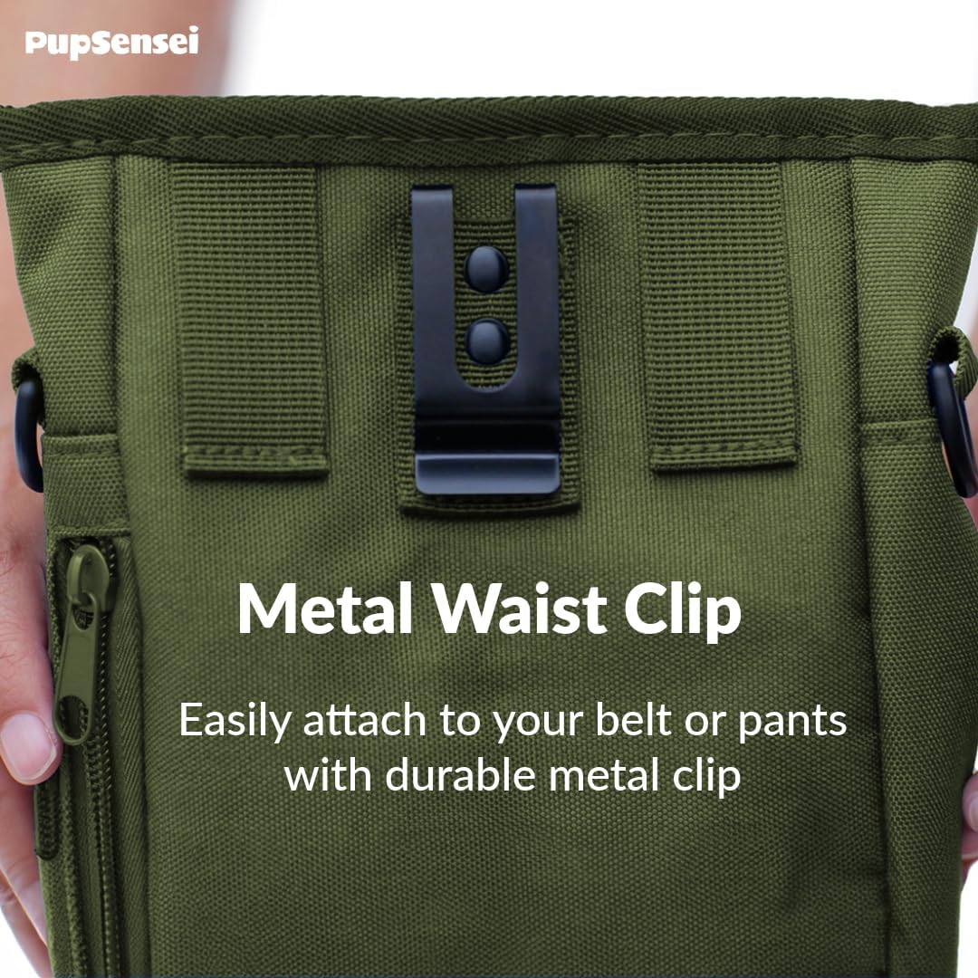 PupSensei three cup capacity dog walking snack bag close up view