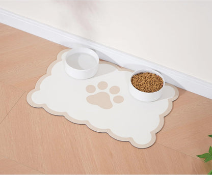 Ralxion Scalloped Dog Feeding Mat front view in khaki beige