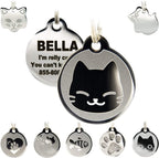 Stainless Steel Cat ID Tags - Engraved Personalized Cat Tags Includes up to 4 Lines of Text with Kitty Shape - Image 13
