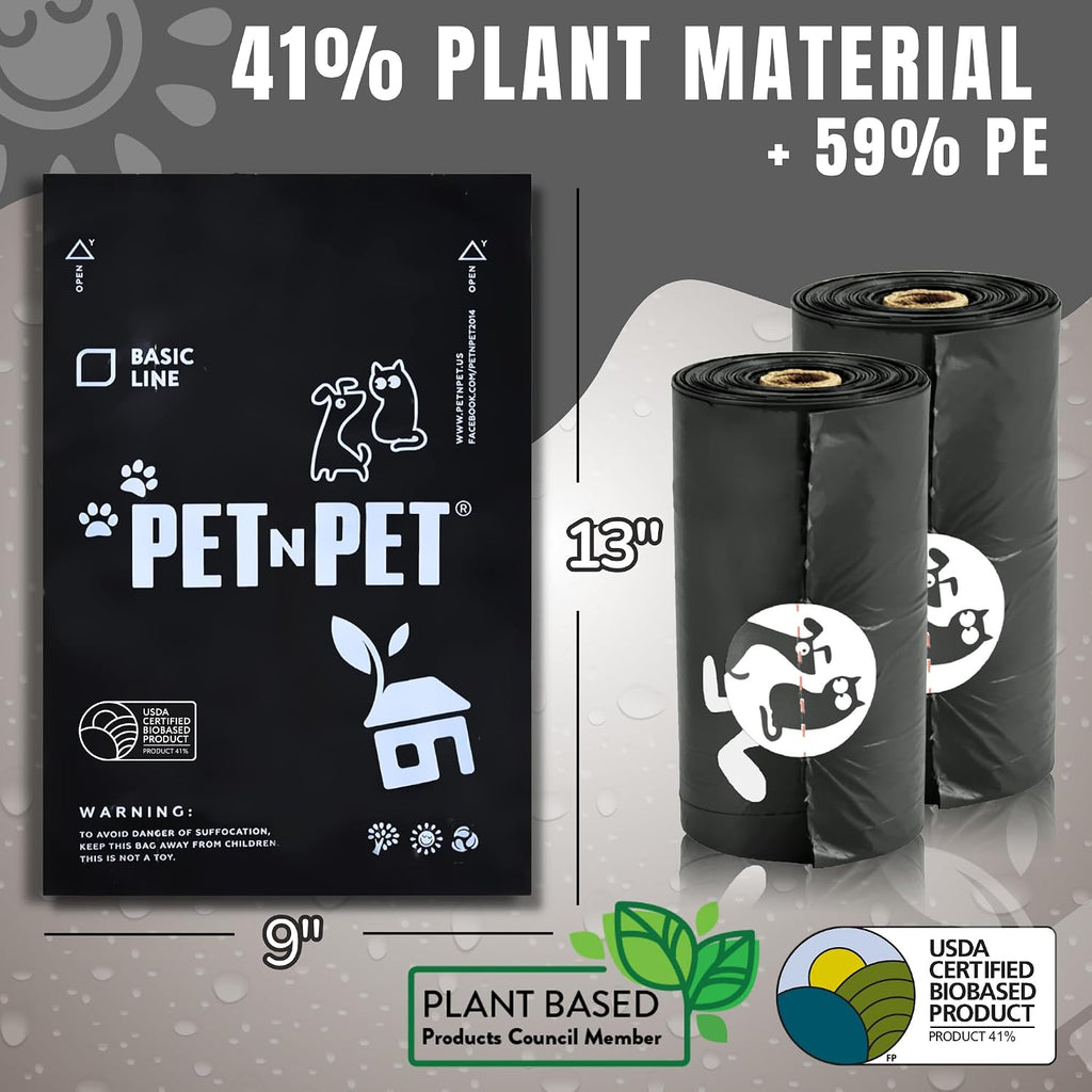 Pet N Pet extra thick dog waste bag roll being pulled from a standard dispenser.