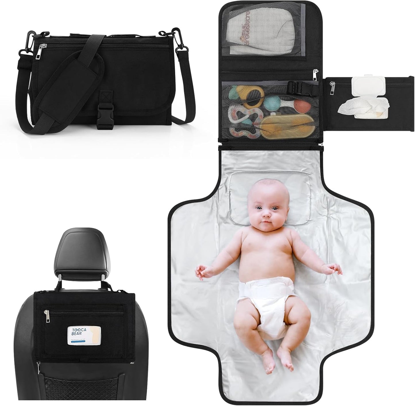 Accmor portable diaper changing pad black front view