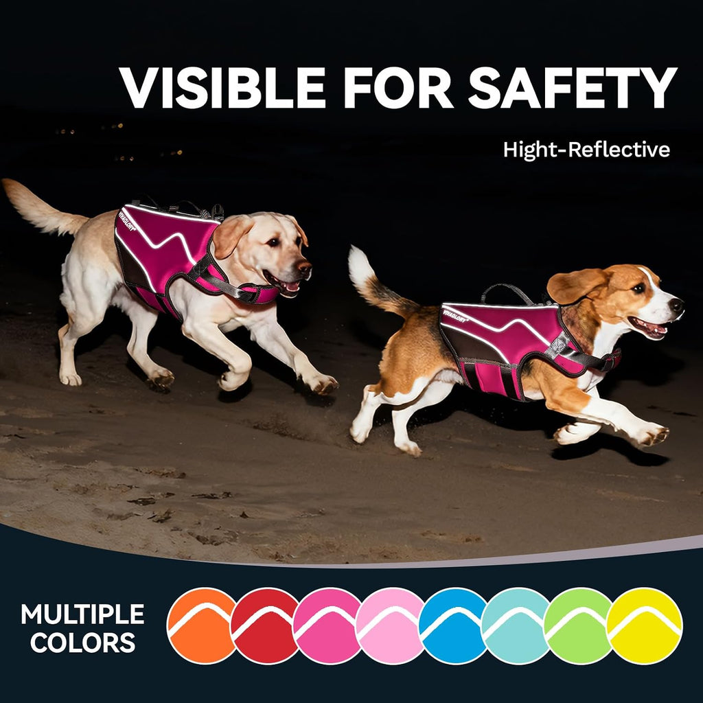 Vivaglory sports style dog life vest high visibility reflective printing details