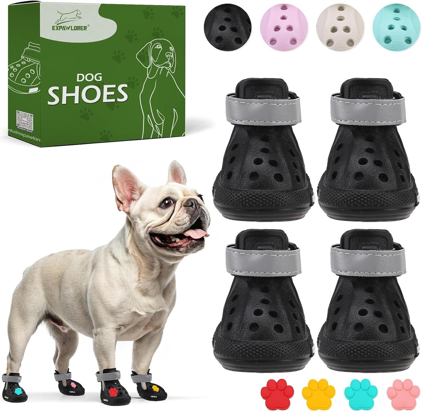 EVA Dog Shoes- Non-Slip Waterproof Dog Booties for Hot Pavement Summer, Easy ON & Off Reflective Adjustable Pet Boots & Paw Protectors, Rugged Sole for Small Medium Large Dog Outdoor Walking (Beige,M) - Image 10