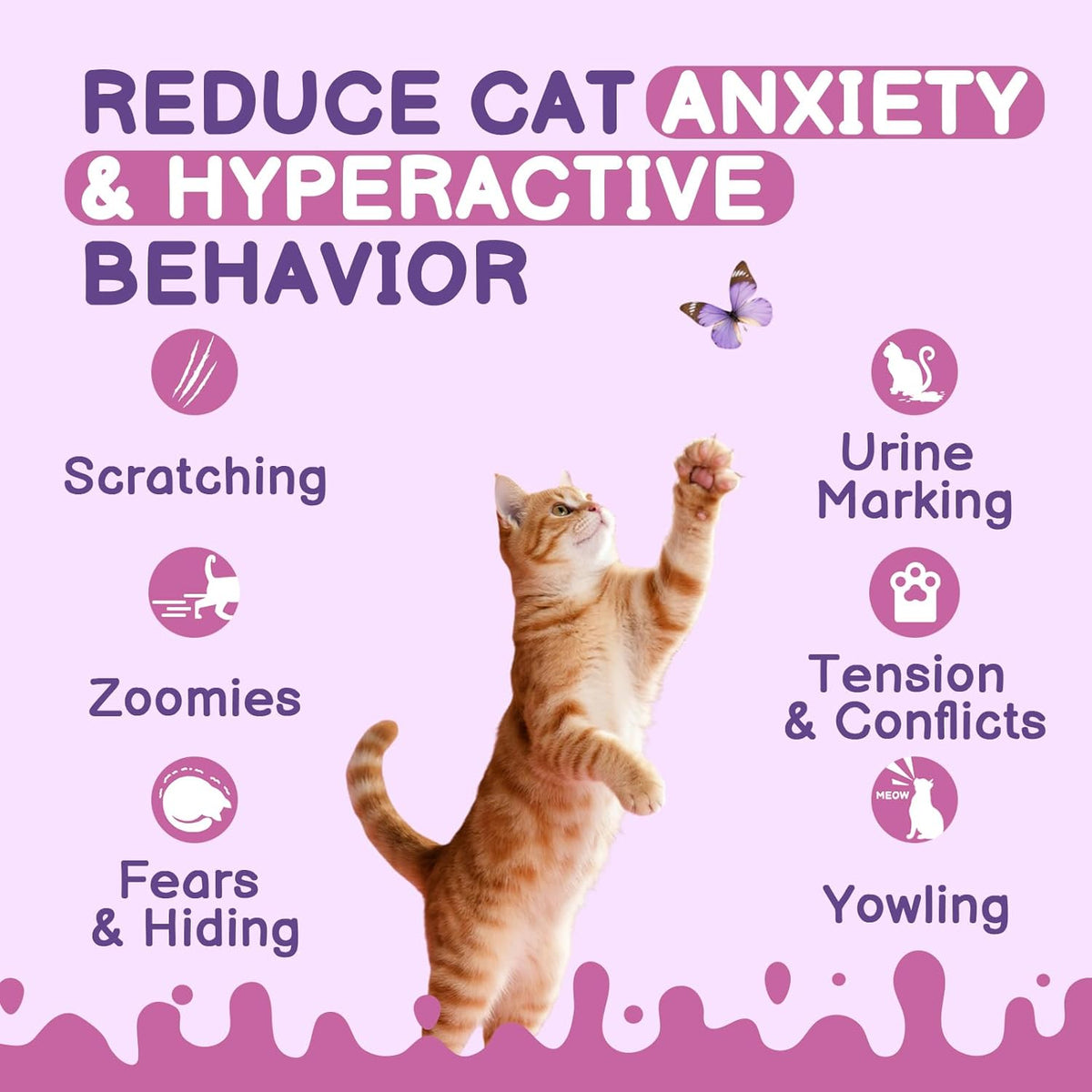 Gentle non-sedating pet calming mist being sprayed onto feline bedding