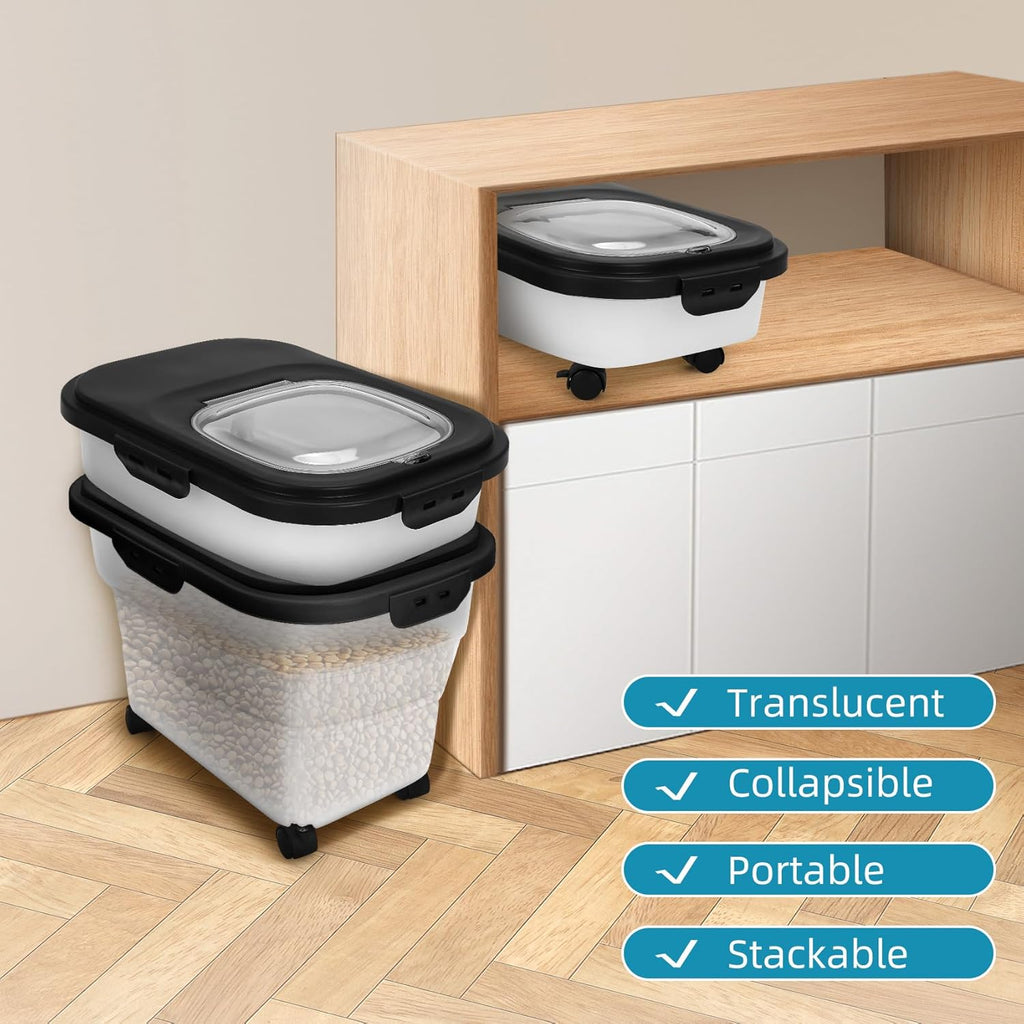 Yecercan pet food bin with airtight lid open