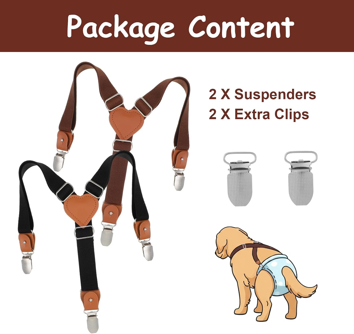 Heart pattern pet diaper keeper suspenders for female dog skirts