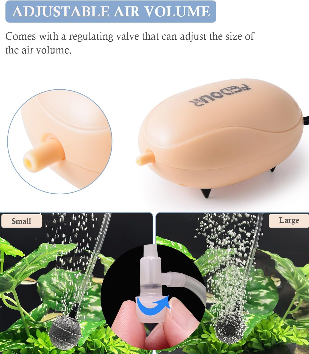 Fedour aquarium pump setup with accessories in a nano tank