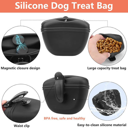 Two puppy training clickers with wrist straps in dark green and black colors.