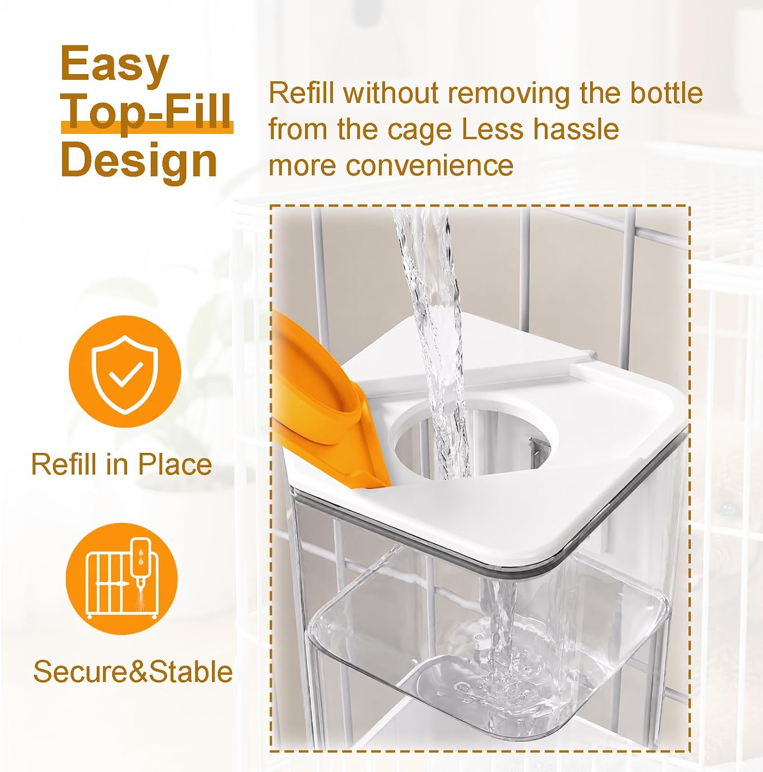 47OZ No-Drip Small Animal Water Bottle, Large Capacity Leakproof Hanging Pet Water Dispenser for Cage Crate, Water Feeder for Guinea Pig, Hamster, Rabbit, Ferret, Chinchilla (White) - Image 2
