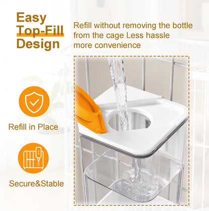 47OZ No-Drip Small Animal Water Bottle, Large Capacity Leakproof Hanging Pet Water Dispenser for Cage Crate, Water Feeder for Guinea Pig, Hamster, Rabbit, Ferret, Chinchilla (White) - Image 2