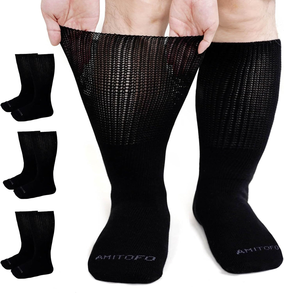 Artfasion Extra Wide Socks front view for swollen feet