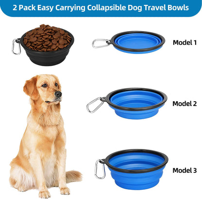 Kytely portable pet water food bowl with metal carabiner attached to an outdoor backpack trail gear