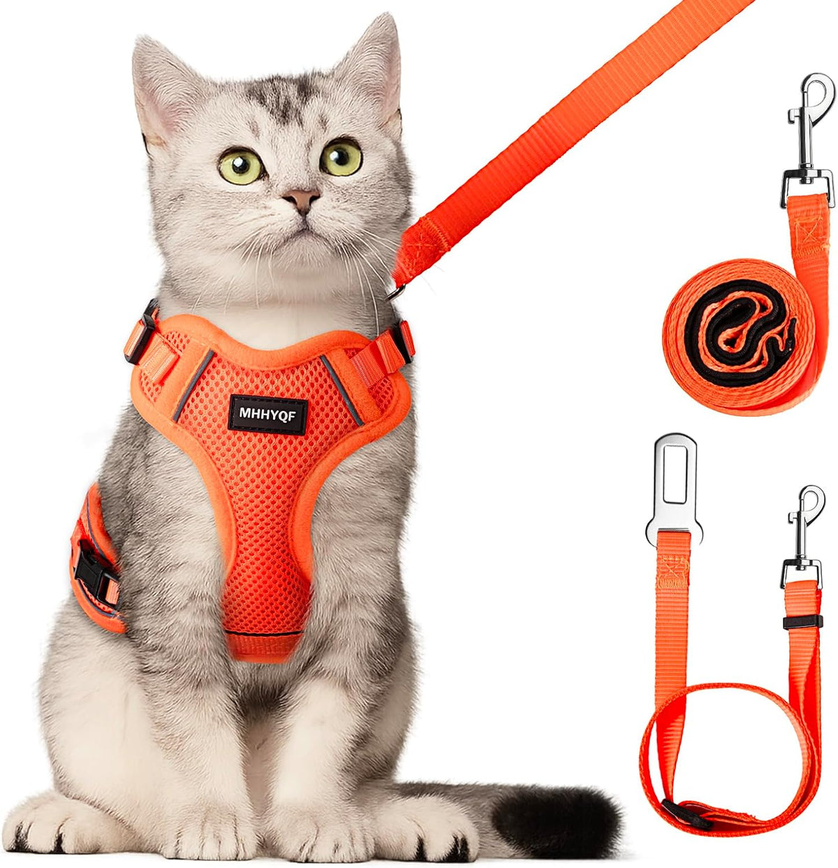 Cat Harness and Leash for Walking, Cat Car Harness, Escape Proof Soft Adjustable Vest Harnesses for Cats, Easy Control Breathable Reflective Strips Harness, Kitten Harness and Leash Set, Black, S - Image 15