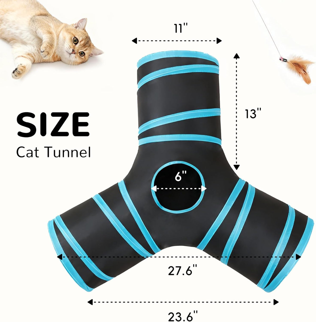 Tempcore cat tunnel showing the central peek hole and hanging toy ball.
