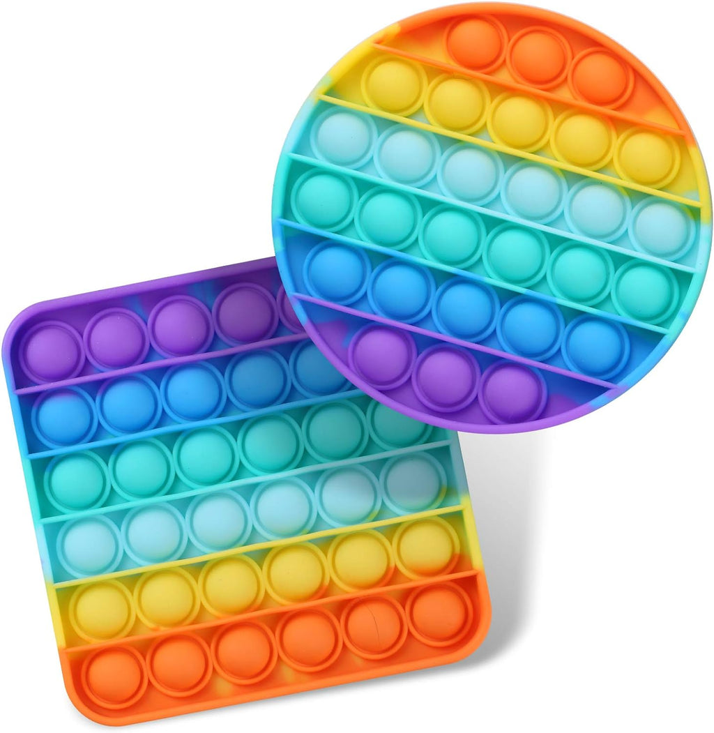 Fpxnb Pop Fidget Sensory Toys front view showing rainbow circle and square shapes