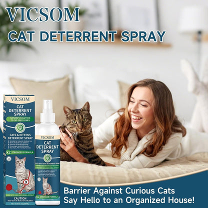 Alcohol free cat training spray bottle showing surface safety guidelines