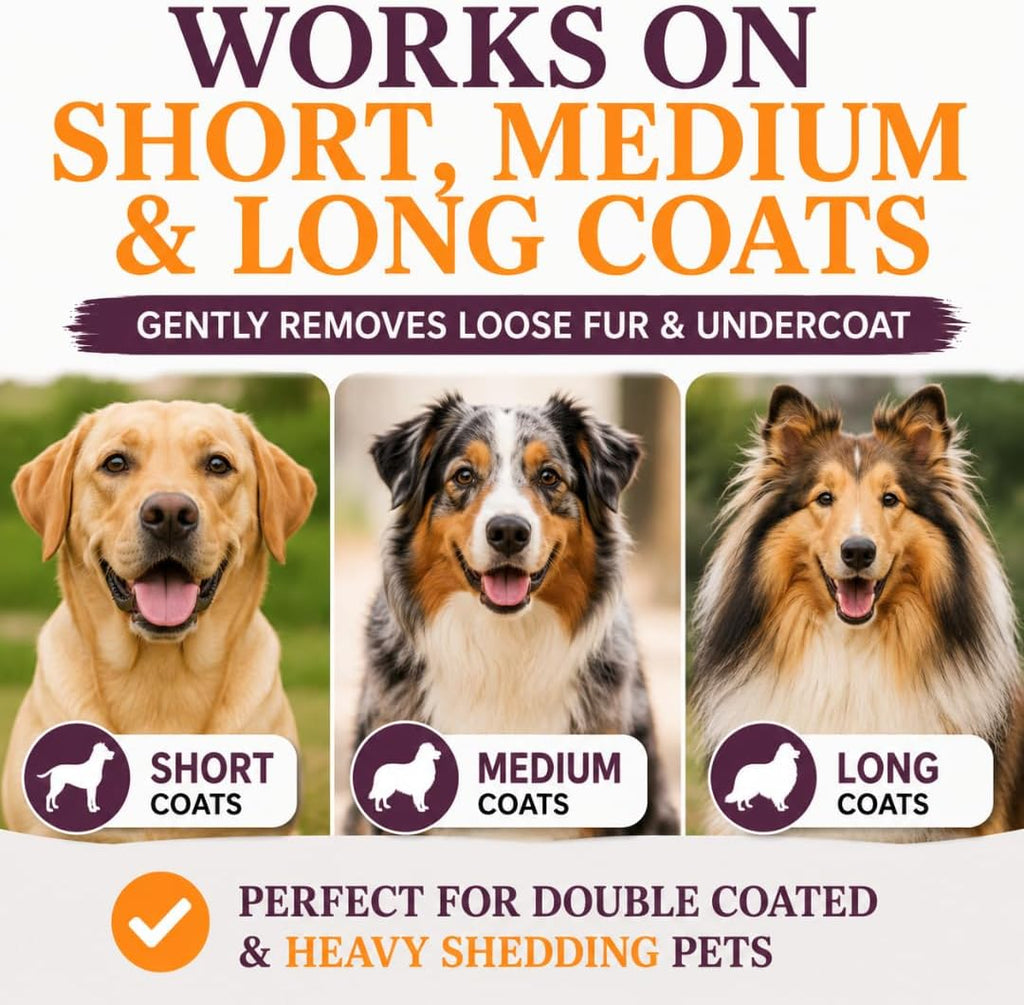 Sleekez grooming tool used on a dog's coat