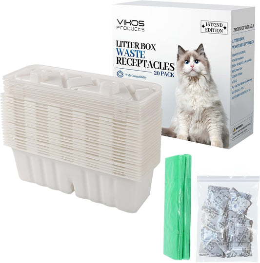 Vikos Products 20-pack disposable litter box waste receptacles front view
