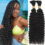 Ualustra human braiding hair for boho braids front packaging view showcasing natural black curls.