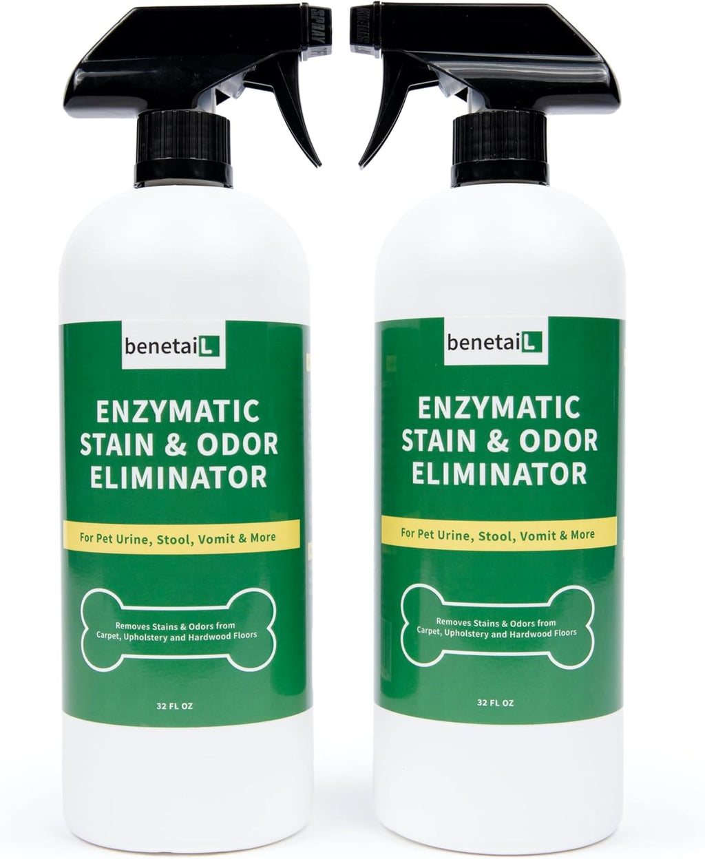 Benetail professional strength pet mess remover bottle displayed on a clean floor.