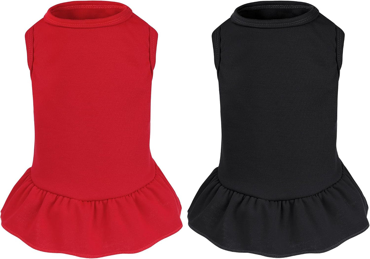 2 Pcs Dog Dresses Cat Skirt Solid Color Dog Clothes Summer Sleeveless Puppy Girl Clothes for Small Pet Dogs Cats (Yellow,Pink, Small) - Image 9