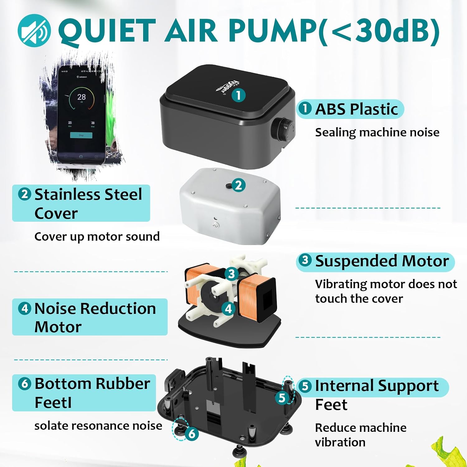 Hygger dual outlet aquarium aerator side profile