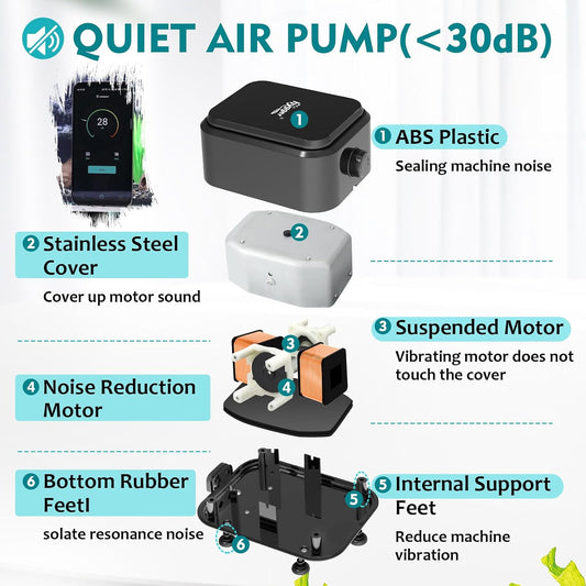 Hygger dual outlet aquarium aerator side profile