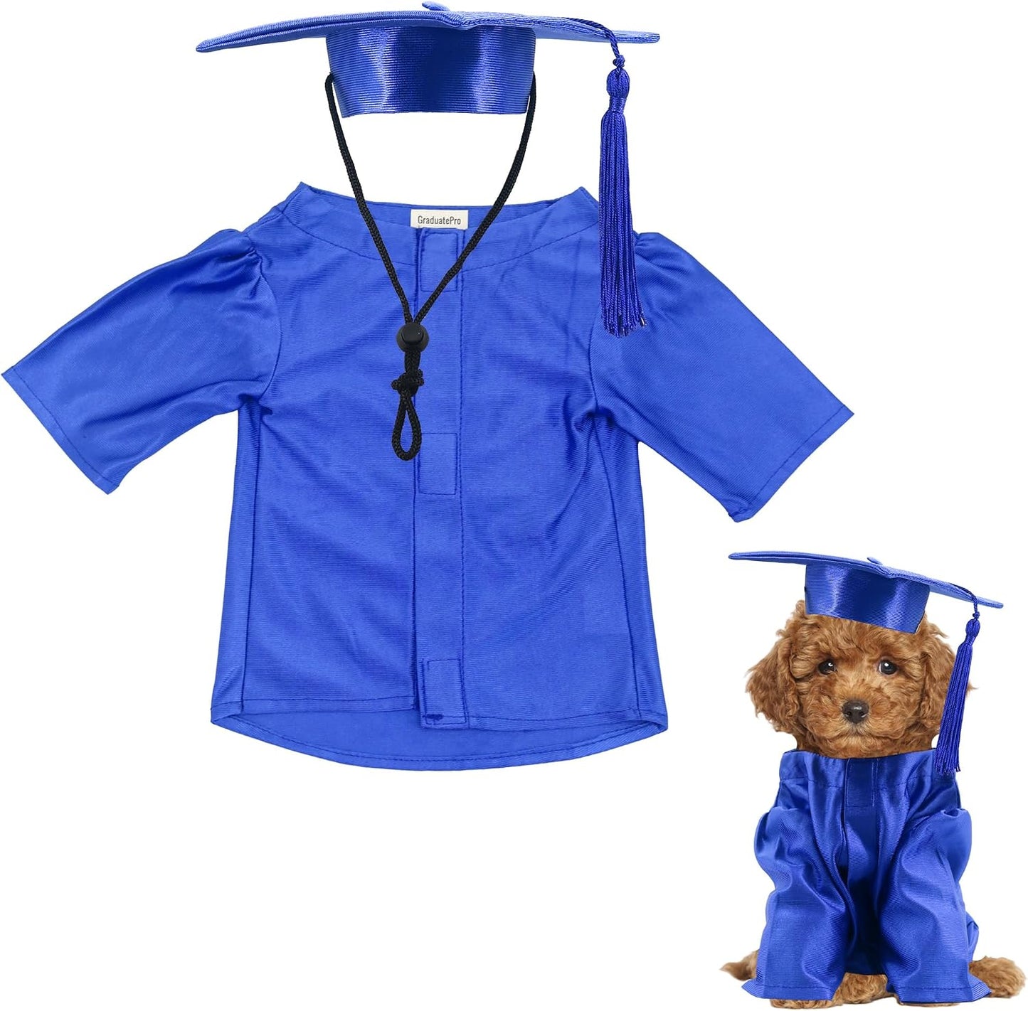 GraduatePro Dog Graduation Cap and Gown Costume Set - Adjustable Knit Fabric with Gold Tassel, 4 Sizes (S/M/L/XL) for Small Dogs & Cats to Medium Dogs, Washable Formal Pet Graduation Attire (Black) - Image 13