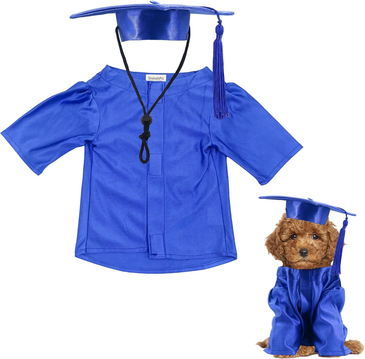 GraduatePro Dog Graduation Cap and Gown Costume Set - Adjustable Knit Fabric with Gold Tassel, 4 Sizes (S/M/L/XL) for Small Dogs & Cats to Medium Dogs, Washable Formal Pet Graduation Attire (Black) - Image 13