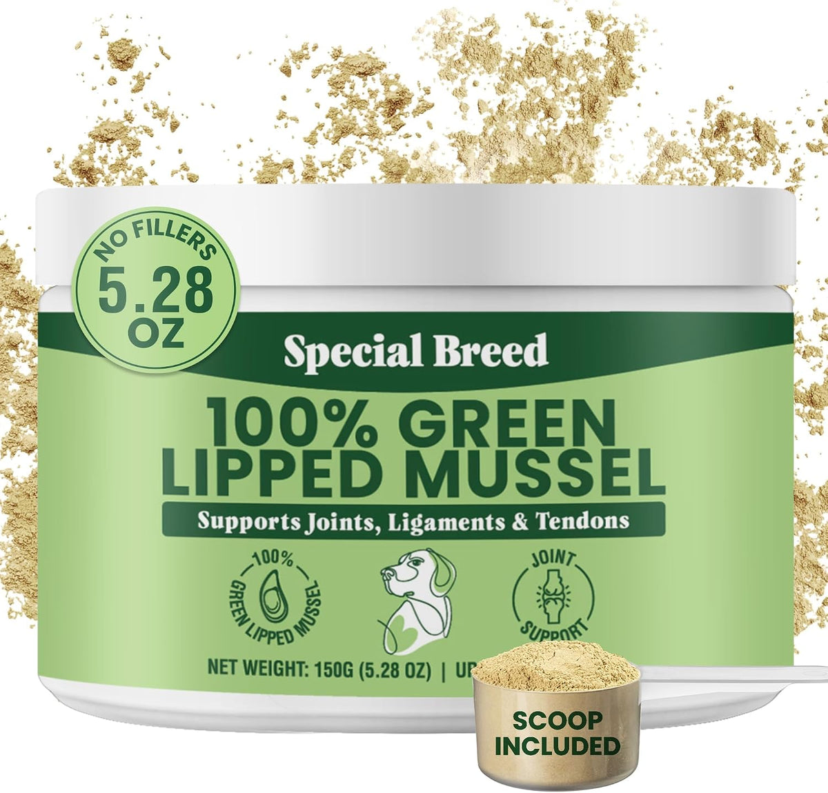 Green Lipped Mussel Powder for Dogs & Cats - 100% New Zealand Green Lipped Mussels - Natural Hip & Joint Supplement for Joints, Tendons, Ligaments, Muscles - 75 Grams - Up to 250 Servings - Image 11