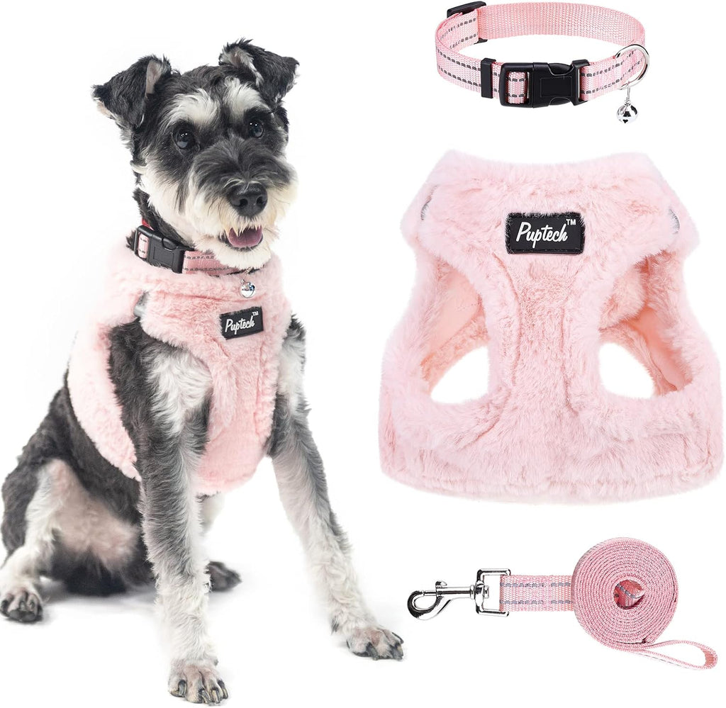 PUPTECK Adjustable Dog Harness Collar and Leash Set Step in No Pull Pet Harness for Small Medium Dogs Puppy and Cats Outdoor Walking Running, Soft Mesh Padded Reflective Vest Harnesses, Beige S - Image 14