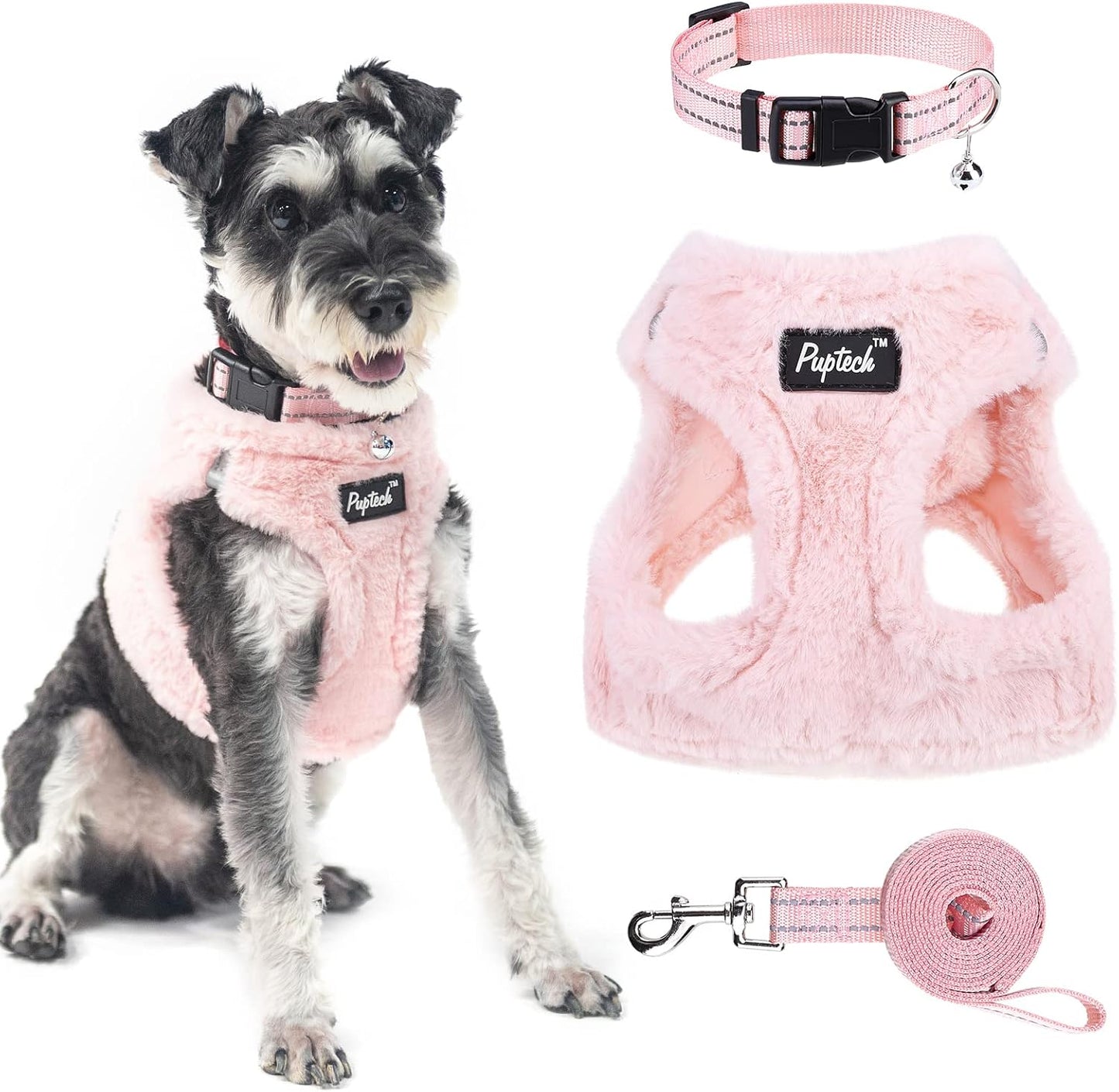 PUPTECK Adjustable Dog Harness Collar and Leash Set Step in No Pull Pet Harness for Small Medium Dogs Puppy and Cats Outdoor Walking Running, Soft Mesh Padded Reflective Vest Harnesses, Beige S - Image 14