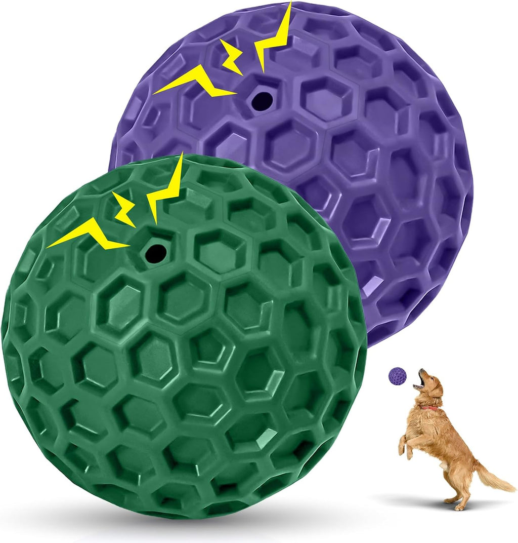 2 Pack Indestructible Squeaky Dog Balls for Aggressive Chewers, Interactive Dog Toys for Teething, Relieving Anxiety. Chew Toy for Large, Medium Breeds, Outdoor Rubber Balls. - Image 10
