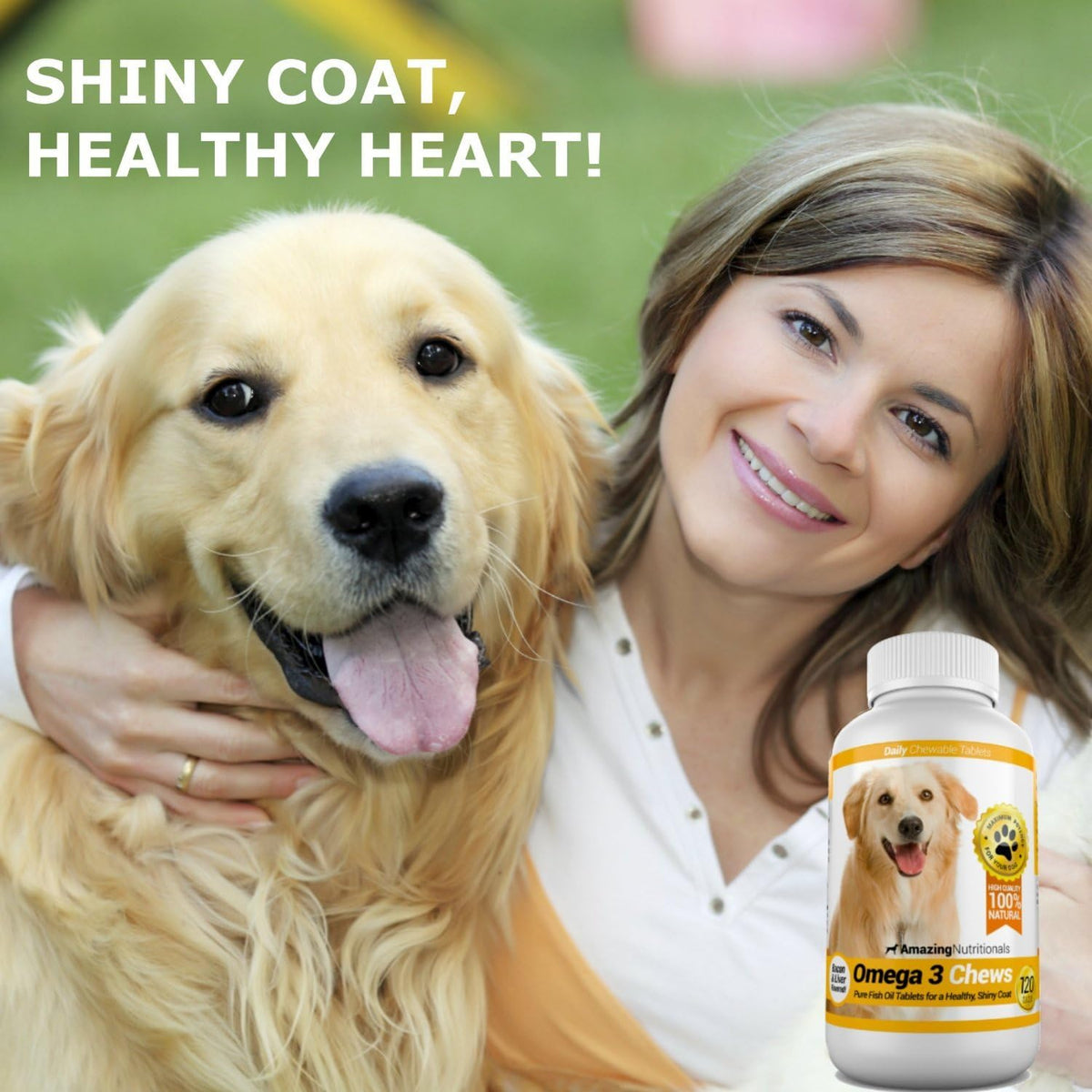Amazing Omega 3 fish oil dog chewable tablets bacon flavor nutrition label details