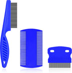 SKYPIA multipurpose fine tooth pet grooming comb front view package of three blue combs