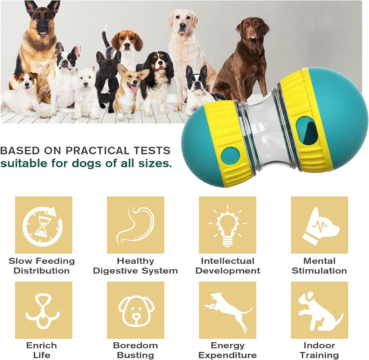 Bsisuerm interactive treat ball with adjustable food settings