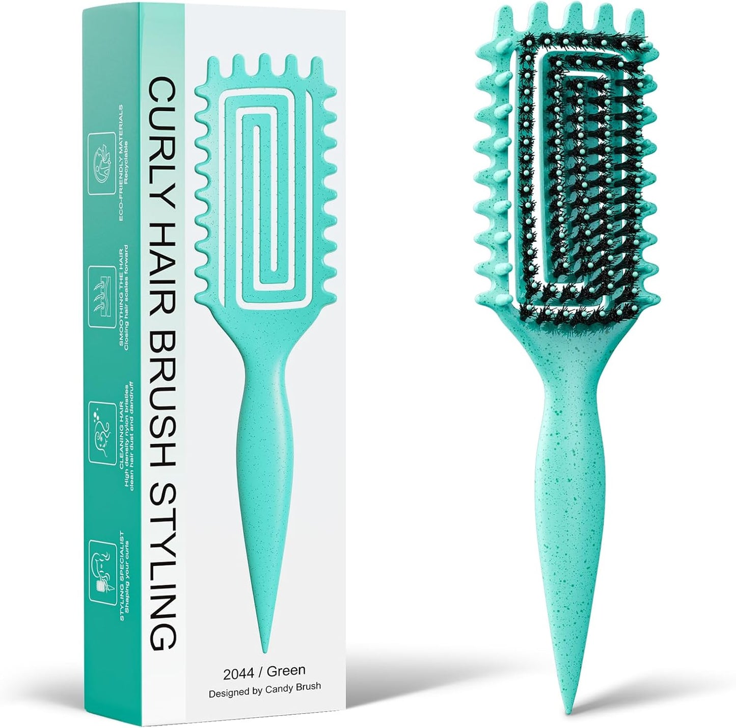 Weldilgit curly hair brush green front view