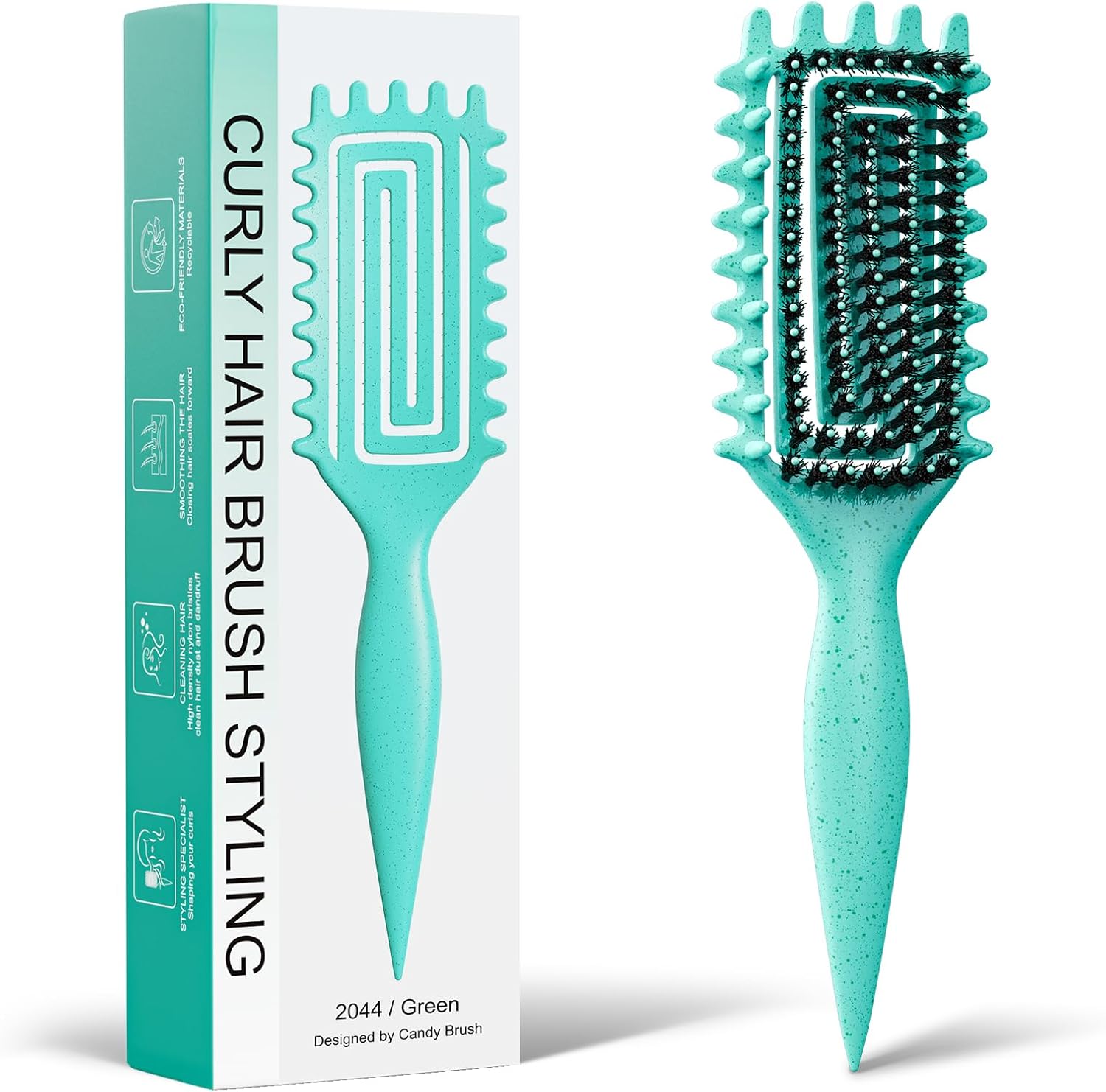 Weldilgit curly hair brush green front view
