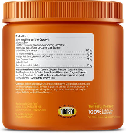 AlaskOmega fish oil and lutein soft chews for dog eye care