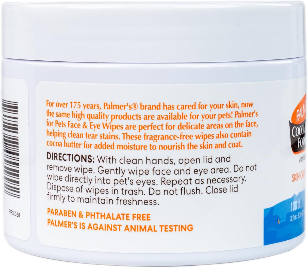 Palmer's For Pets gentle cleansing pads container showing the easy open lid mechanism