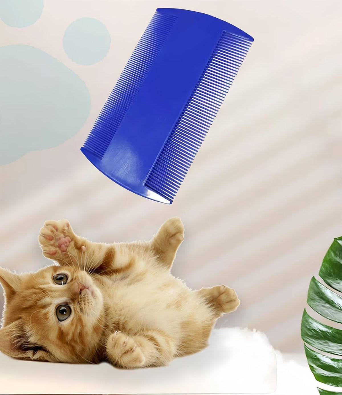 Pet owner using Yumflan grooming comb on cat fur