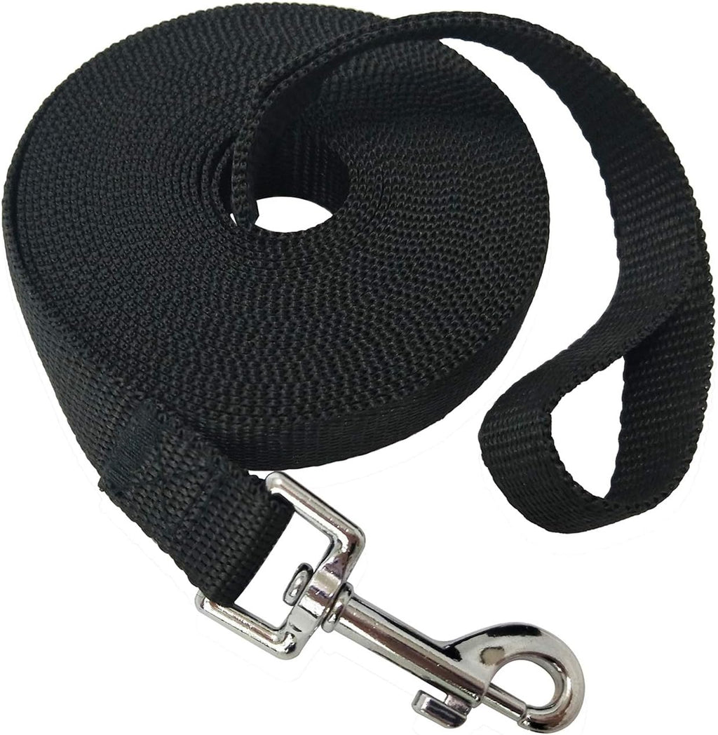 MANDAO nylon training dog leash front view showing 20 feet black lead